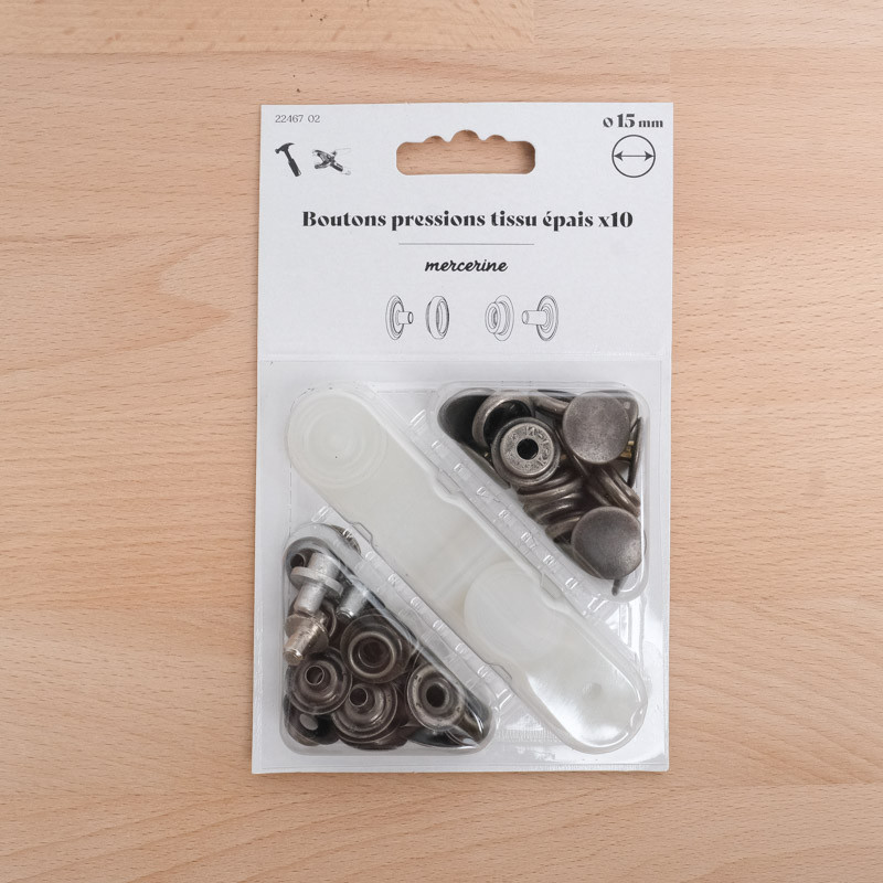 Bouton Pression Tissu épais taille 15MM nickel antique